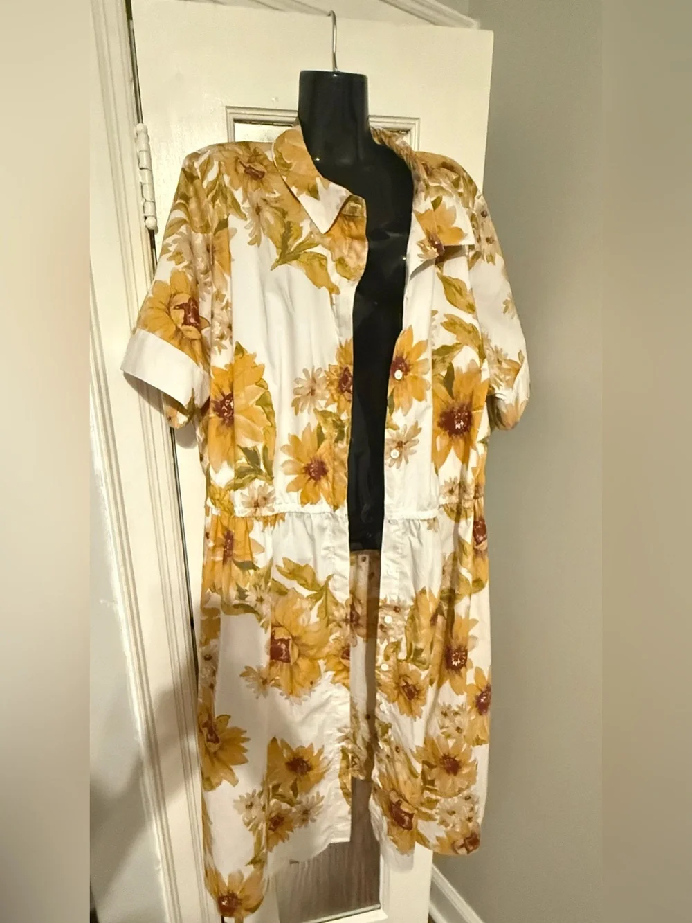 Jason Wu Sunflower Floral Button Down Shirt Dress Belted Cottagecore Plus 4X